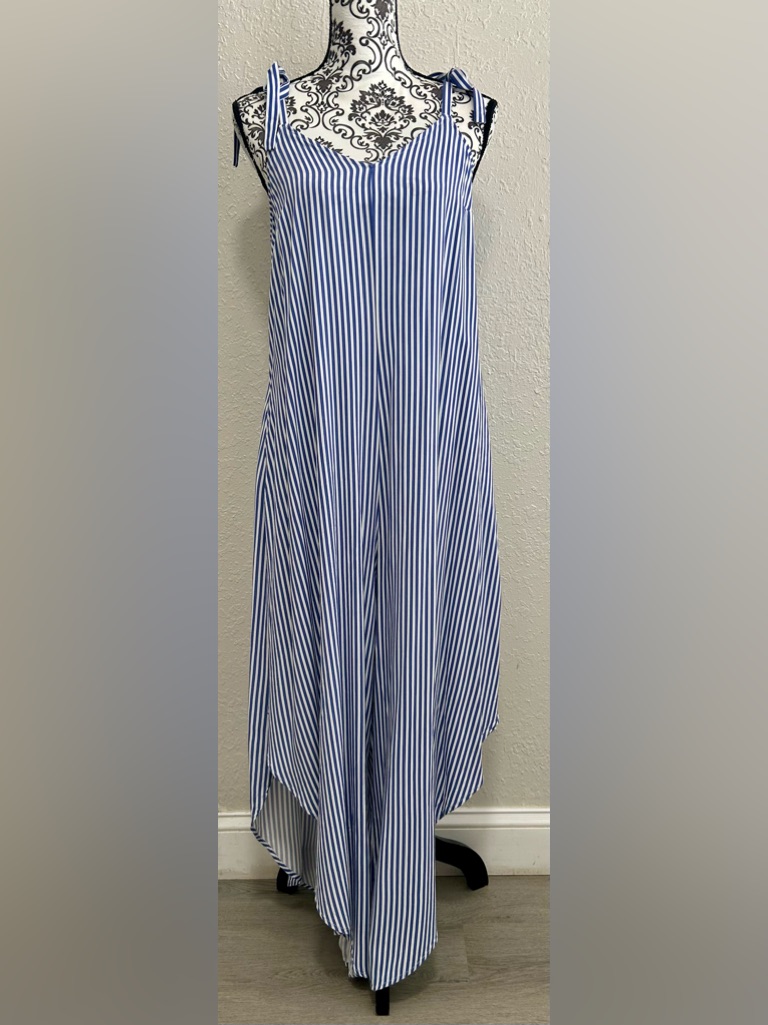 Vince Camuto Tie Strap Jumpsuit White /Blue Striped Size Small